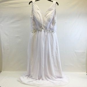 Zaxants Womens White V-Neck Sleeveless Wedding Long Bridal Gown Size 14